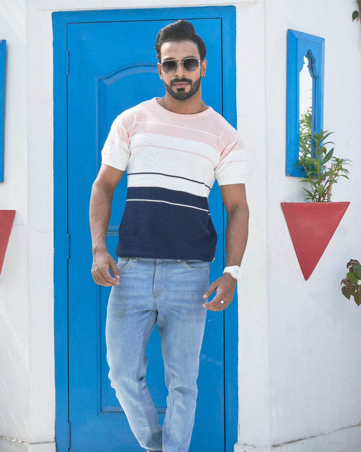 Striped Knit T-Shirt